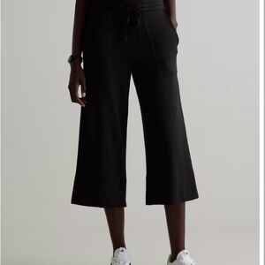Quince Black Cropped Wide-Leg Pants